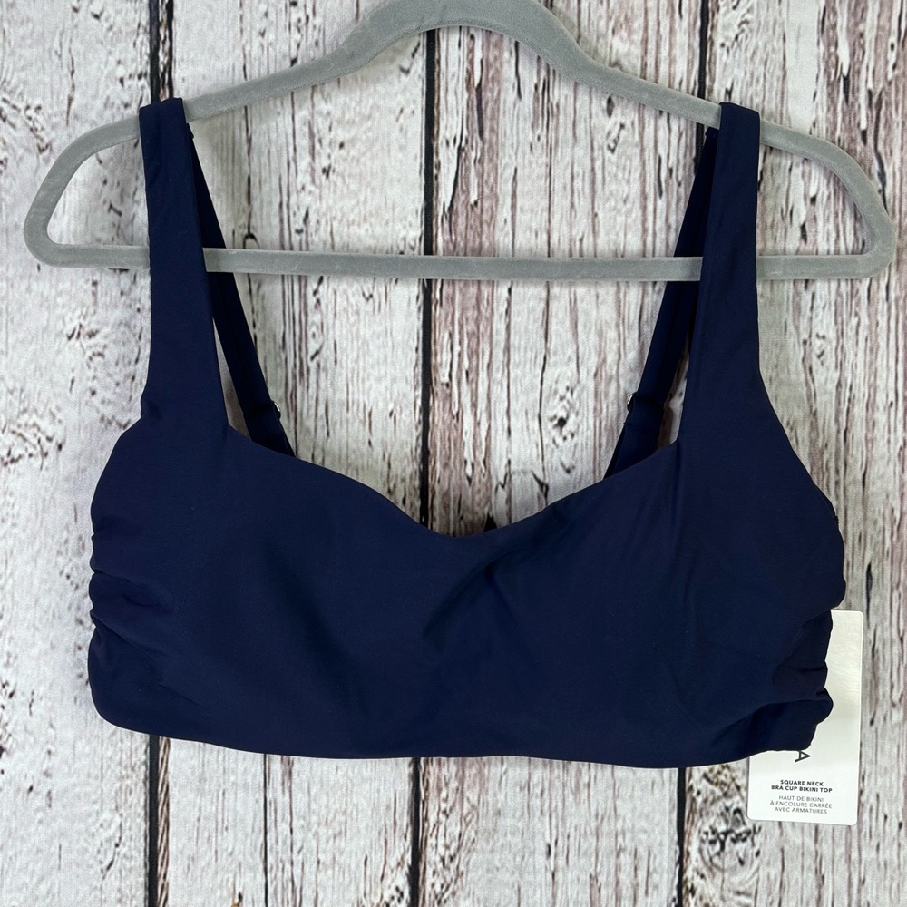 🏷️NWT Athleta Square Neck Bra Cup Bikini‎ Top Navy Blue Size 40D/DD New w/ Tags